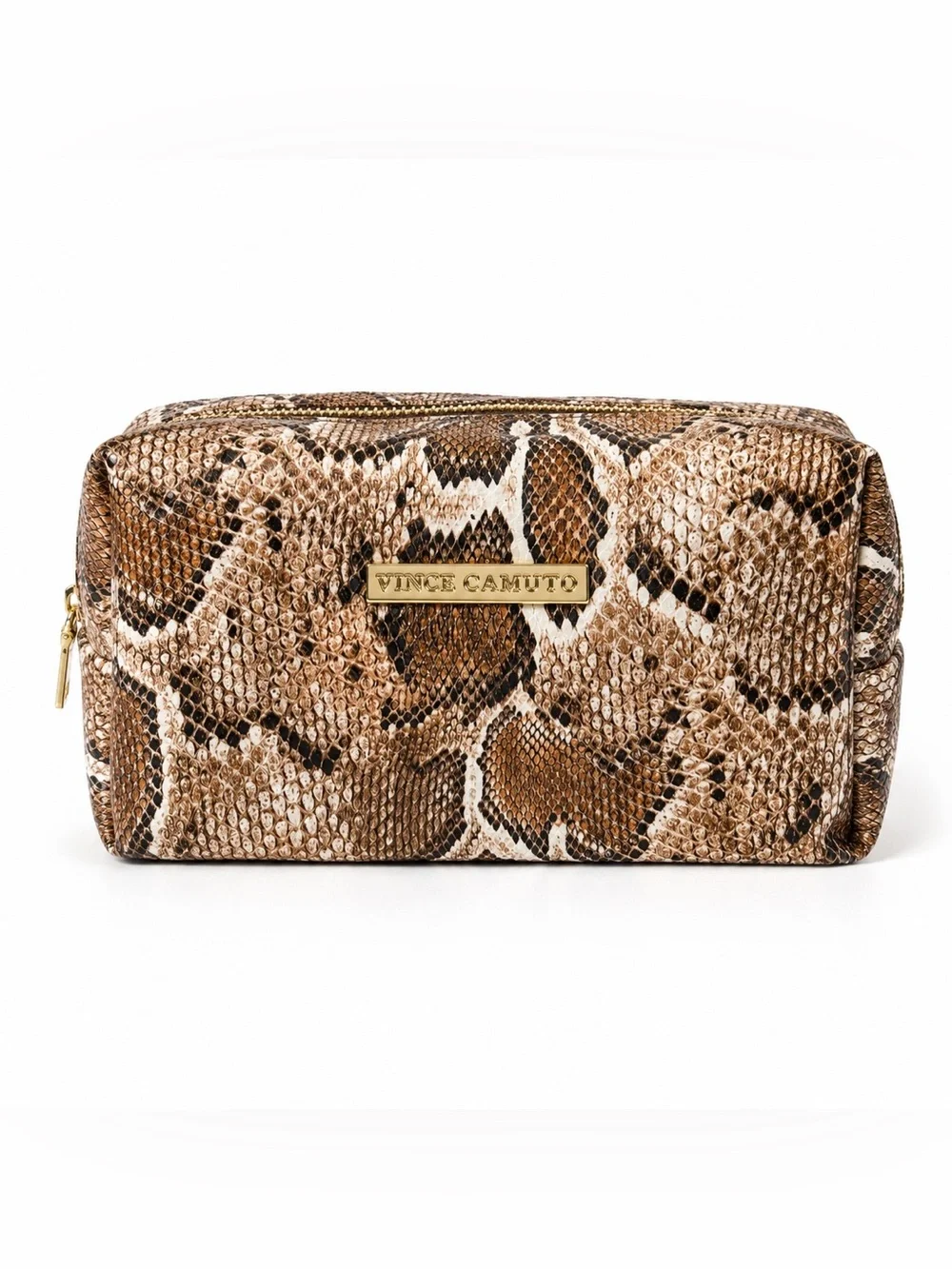 Vince Camuto New Snakeskin Print Cosmetic Makeup Travel Bag